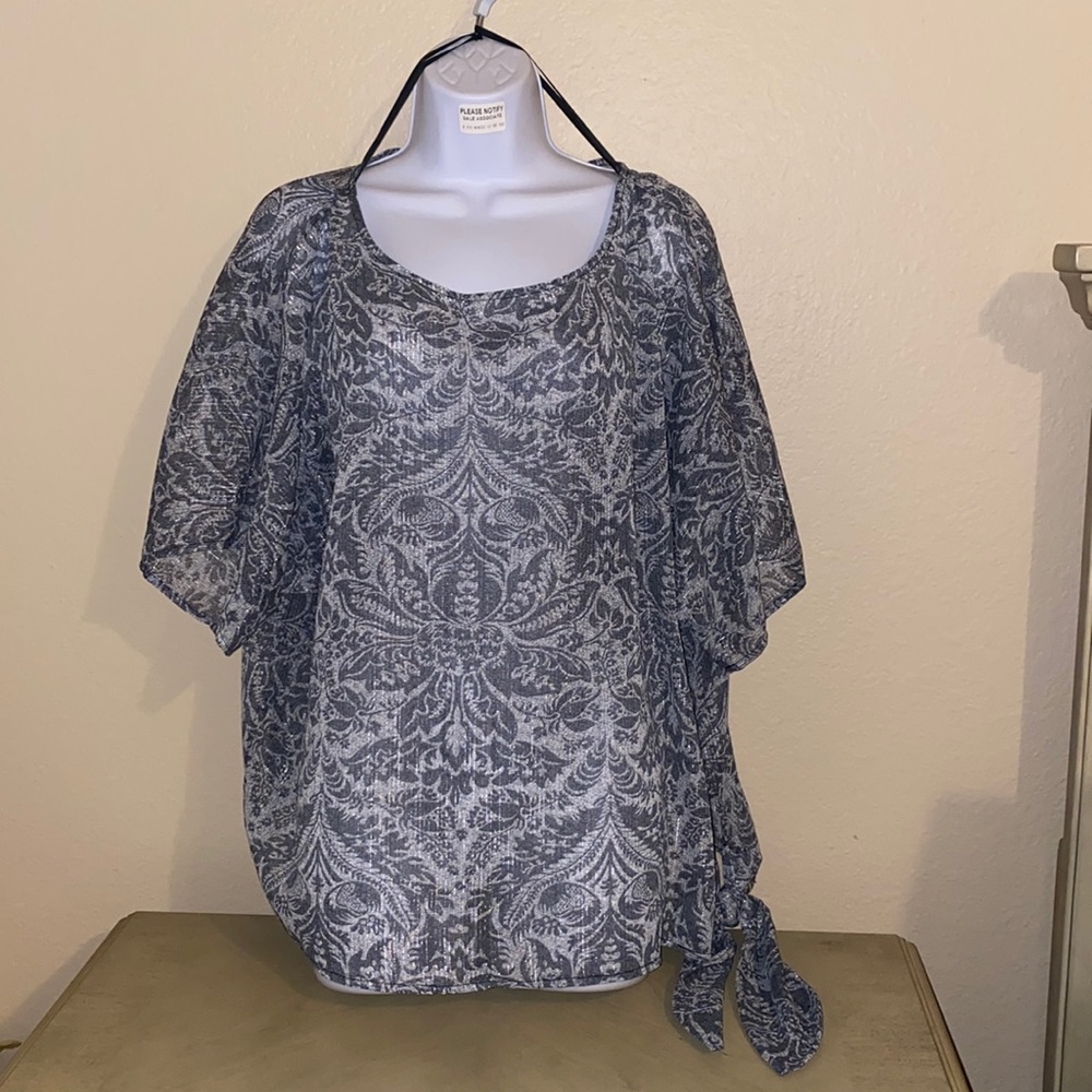 MICHAEL Michael Kors Gray Sheer Shimmer Top
